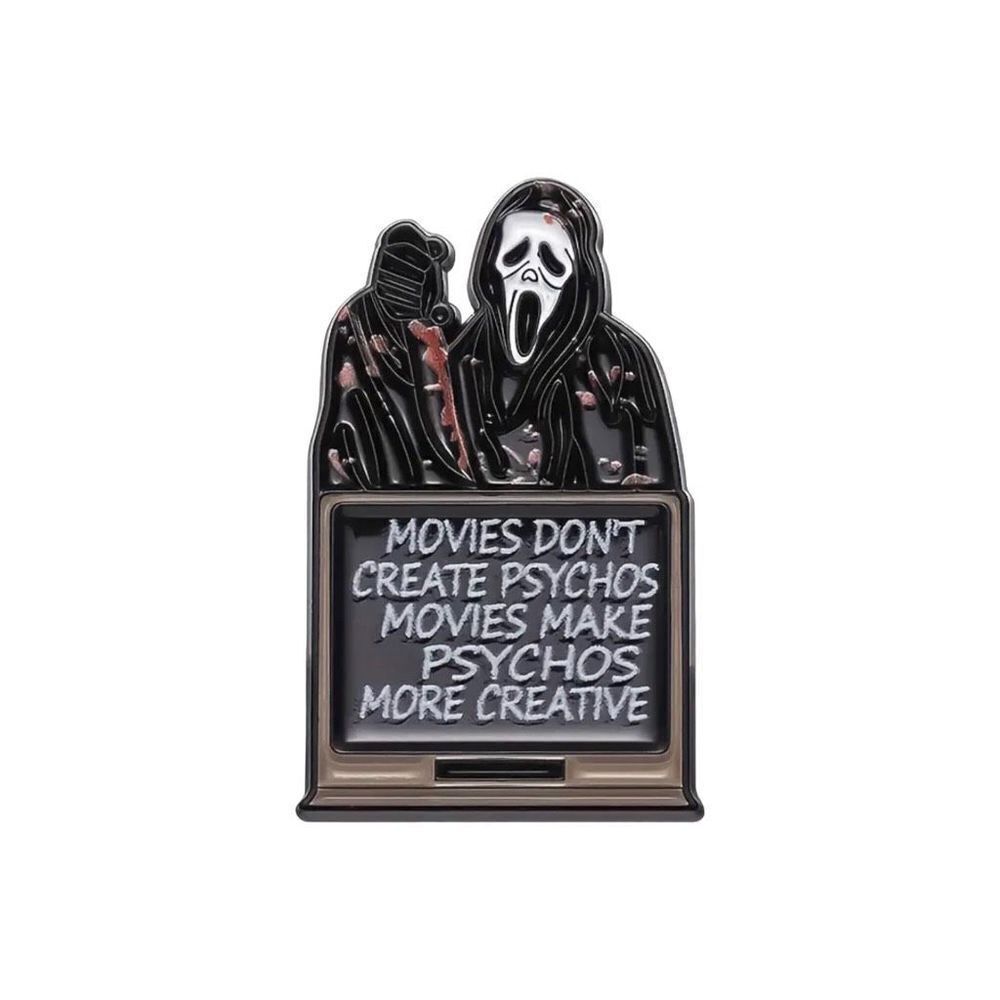 New Movies Don’t Create Psychos Scream Enamel Pin Ghostface Horror Scary Quote